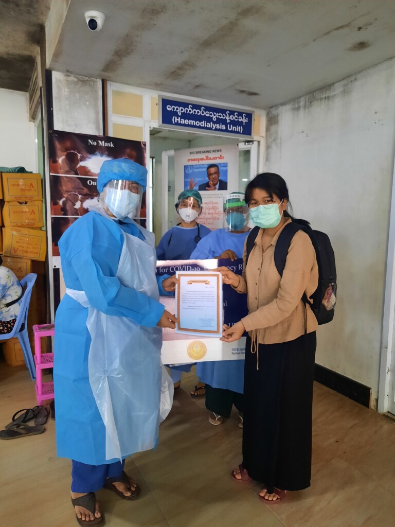 미얀마 양곤 UM1, UM2 의과대학 산하 병원들에 2천만 원 코로나19 긴급지원 진행3